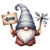 AI generated Gnome Cute holding an arrow sign png