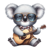 AI generated koala bear playing guitar png