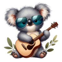 AI generated koala bear playing guitar png