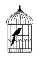 Caged avian animal, vintage container for bird vector