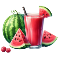 ai generiert Saft mit Himbeeren und Scheiben png