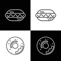 Burger and Donut icon logo design with editable line. Fast food vector line icons