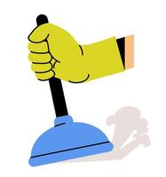 Hand holding toilet plunger, cleaning service vector