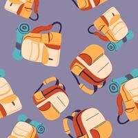 Camping and going on trip with backpack print vector
