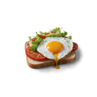 AI generated isometric food featuring a sunny-side-up egg on toast with salad on the bottom on transparent background png