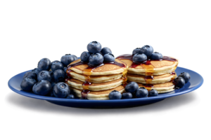 AI generated American blueberry pancakes on transparent background png