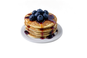 AI generated American blueberry pancakes on transparent background png