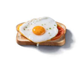 AI generated isometric food featuring a sunny-side-up egg on toast with salad on the bottom on transparent background png