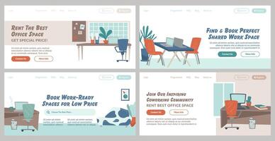 Web banner set for coworking office rent promo vector