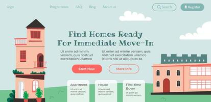 Find homes ready for immediate move in, website vector