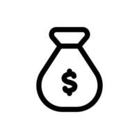 dinero bolso icono en de moda contorno estilo aislado en blanco antecedentes. dinero bolso silueta símbolo para tu sitio web diseño, logo, aplicación, ui vector ilustración, eps10.