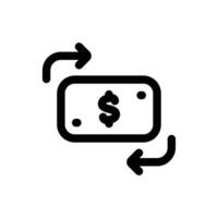 dinero intercambiar icono en de moda contorno estilo aislado en blanco antecedentes. dinero intercambiar silueta símbolo para tu sitio web diseño, logo, aplicación, ui vector ilustración, eps10.