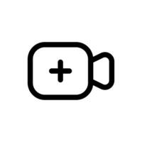 Add Video icon in trendy outline style isolated on white background. Add Video silhouette symbol for your website design, logo, app, UI. Vector illustration, EPS10.