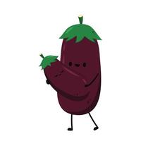 Eggplant on white background. Eggplant character design. vector