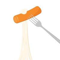 Tteokbokki Noodle vector. korean food. Mozzarella cheese. cheese stretch. Cheese on white background. vector