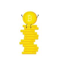 Coin character design. Bitcoin vector. vector