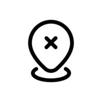 Delete Location icon in trendy outline style isolated on white background. Delete Location silhouette symbol for your website design, logo, app, UI. Vector illustration, EPS10.