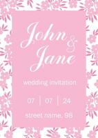 Template for Invitation With Soft Pink Minimalistic Flowers Pattern vector