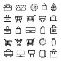 A set of line icons for online shopping and e-commerce, as well as an assortment of e-commerce symbols with adjustable strokes vector