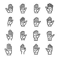 A collection of hand line icons with arrows and dislikes, isolated on a white background vector