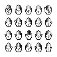 A collection of hand line icons with arrows and dislikes, isolated on a white background vector