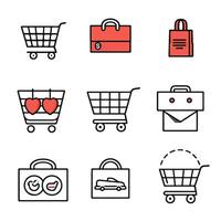 Modifiable stroke icons for online buying and business. Online shopping thin line icons. Modifiable icons for shopping vector