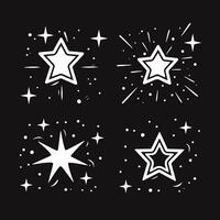 Icons that shine, line icons, and glittering star icons vector