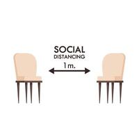 Social distancing. Chairs on white background. Social distancing. poster design. vector