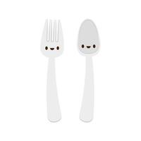 Spoon and fork character design. Spoon and fork on white background. vector