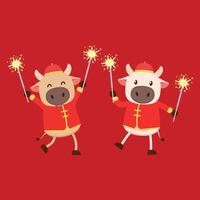 Chinese Happy new year. Happy new year. Year of the Ox. Ox cartoon vector. Ox character design. vector