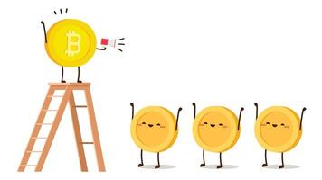 Coin character design. Bitcoin vector. vector