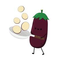 Eggplant on white background. Eggplant character design. vector