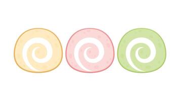 Roll cake icon. Vector flat design illustration colorful pieces of cake, Roll cake, Sweets, Dessert.