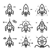 Set of startup line icons. Collection of startup launch symbols vector