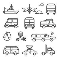 Transport, delivery, and vehicle line icons. vector