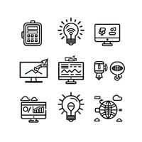 Web development icon collection development line icons set startup, analytics, marketing symbols vector