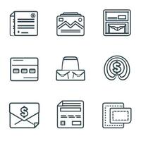 Set of line icons for finance. A collection of editable stroke icons including cards, money, cash, payments, and finance, business and icons set, vector