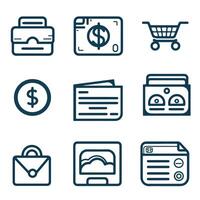 Set of line icons for finance. A collection of editable stroke icons including cards, money, cash, payments, and finance, business and icons set, vector