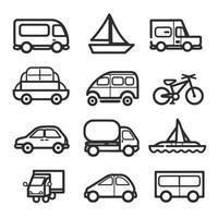 Transport, delivery, and vehicle line icons. vector