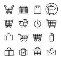 shopping icons set, Thin line symbols for online buying and e-commerce vector