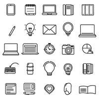 Set of thin line icons for e-learning. Collection of icons for online education. E-learning and education symbols vector