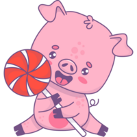 Pig with big caramel candy png