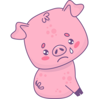 Unhappy sad pig with tear png