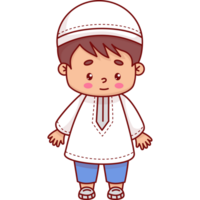 mignonne islamique garçon enfant dans traditionnel vêtements png