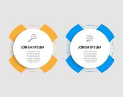 vector infografía diseño negocio modelo con íconos y 2 opciones o pasos. cuadrado diseño o diagrama