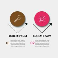 Minimal Business Infographics template. Timeline with 2 steps, options and marketing icons, square design or diagram vector