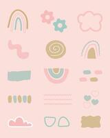 Flat doodle shape abstract minimal vector element bundle