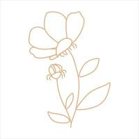 Outline beige abstract floral vector element