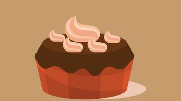 Sweet cake with topping isolated vector illustration