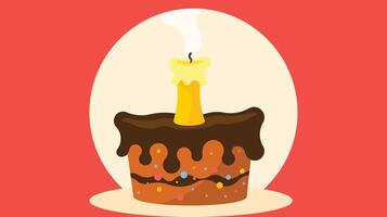 Birthday cake with candle topping isolated vector illustration